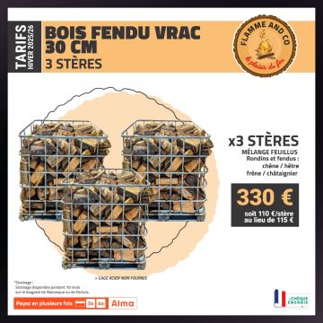 3x Cages de bois vrac 30 cm fendu ( cage acier non comprises )