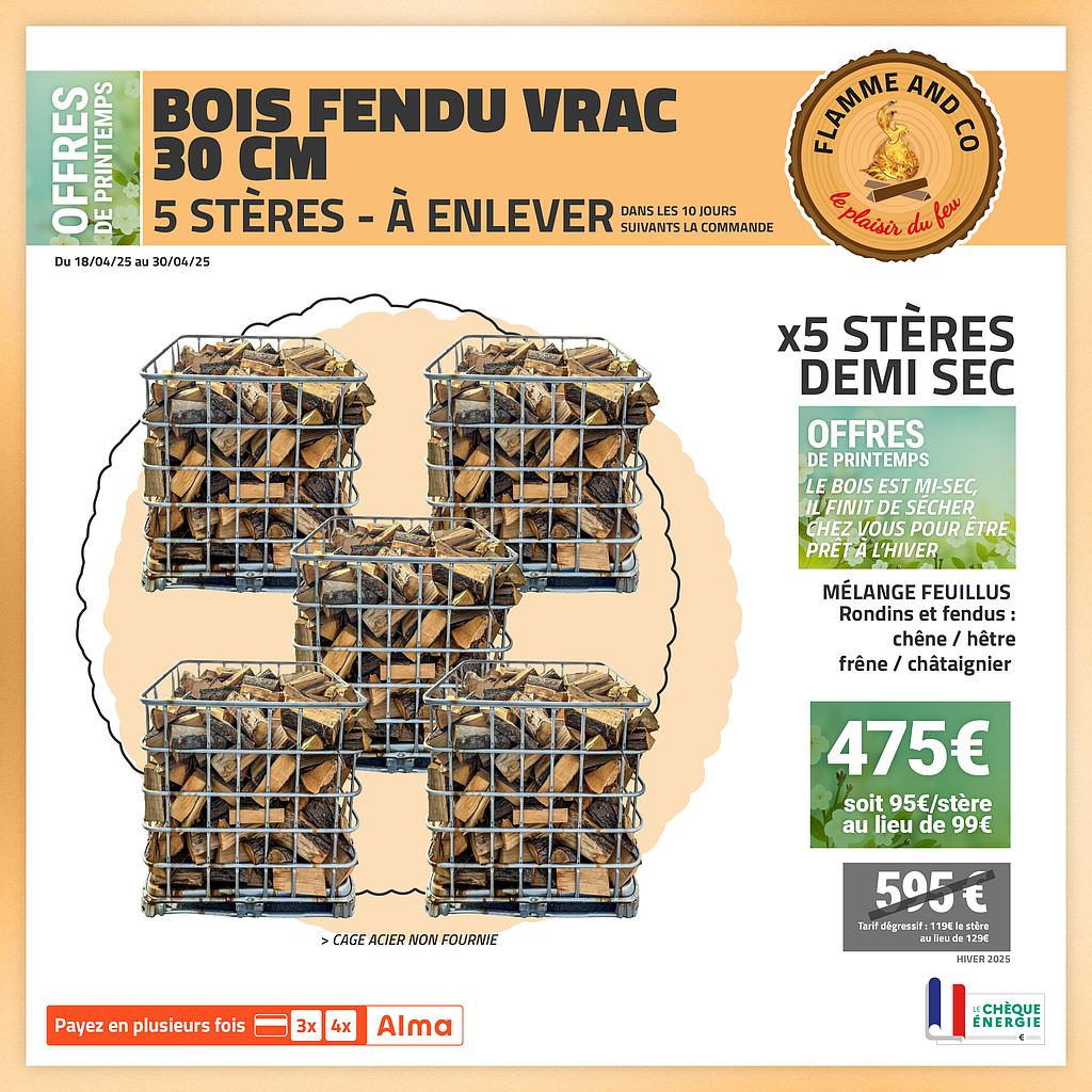 5x Cages de bois vrac 30cm fendu ( cage acier non comprises )
