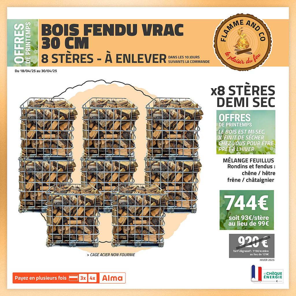 8x cages de bois vrac 30cm fendu ( cage acier non comprises )