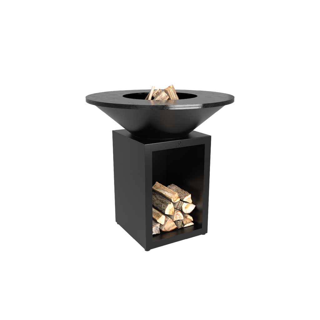 OFYR Classic Storage Black 100 – brasero plancha acier noir avec rangement bois