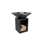 OFYR Classic Storage Black 100 – brasero plancha acier noir avec rangement bois