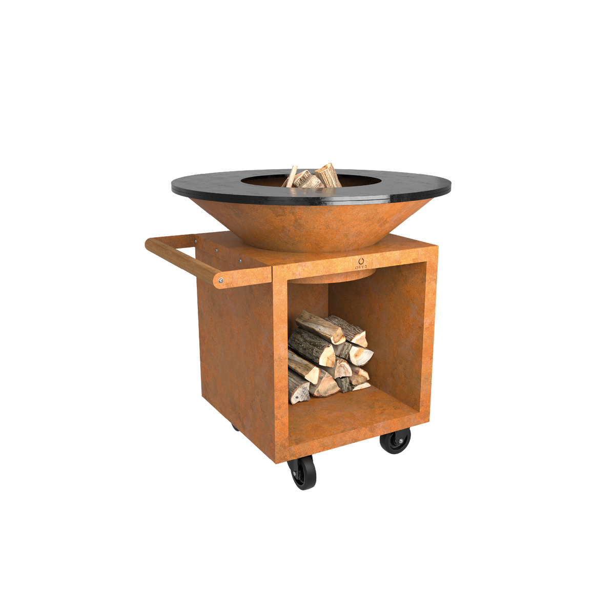 OFYR Classic Storage Corten 100 PRO – brasero plancha corten sur roues