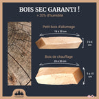 Bois de chauffage - 30cm - 0,5m3 - Extra sec essence feuillu