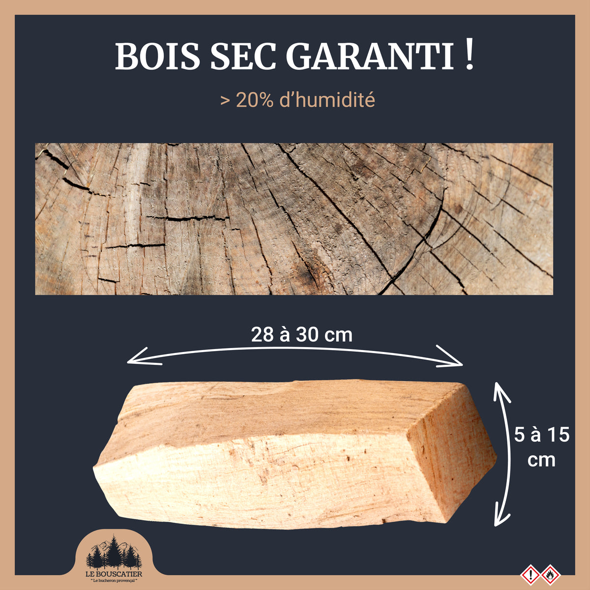 BOX de bois fendu 30 cm de 1M3 livrée