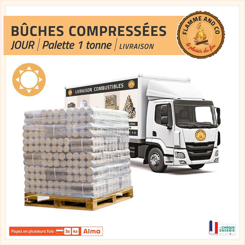 Bûches compressées de jour