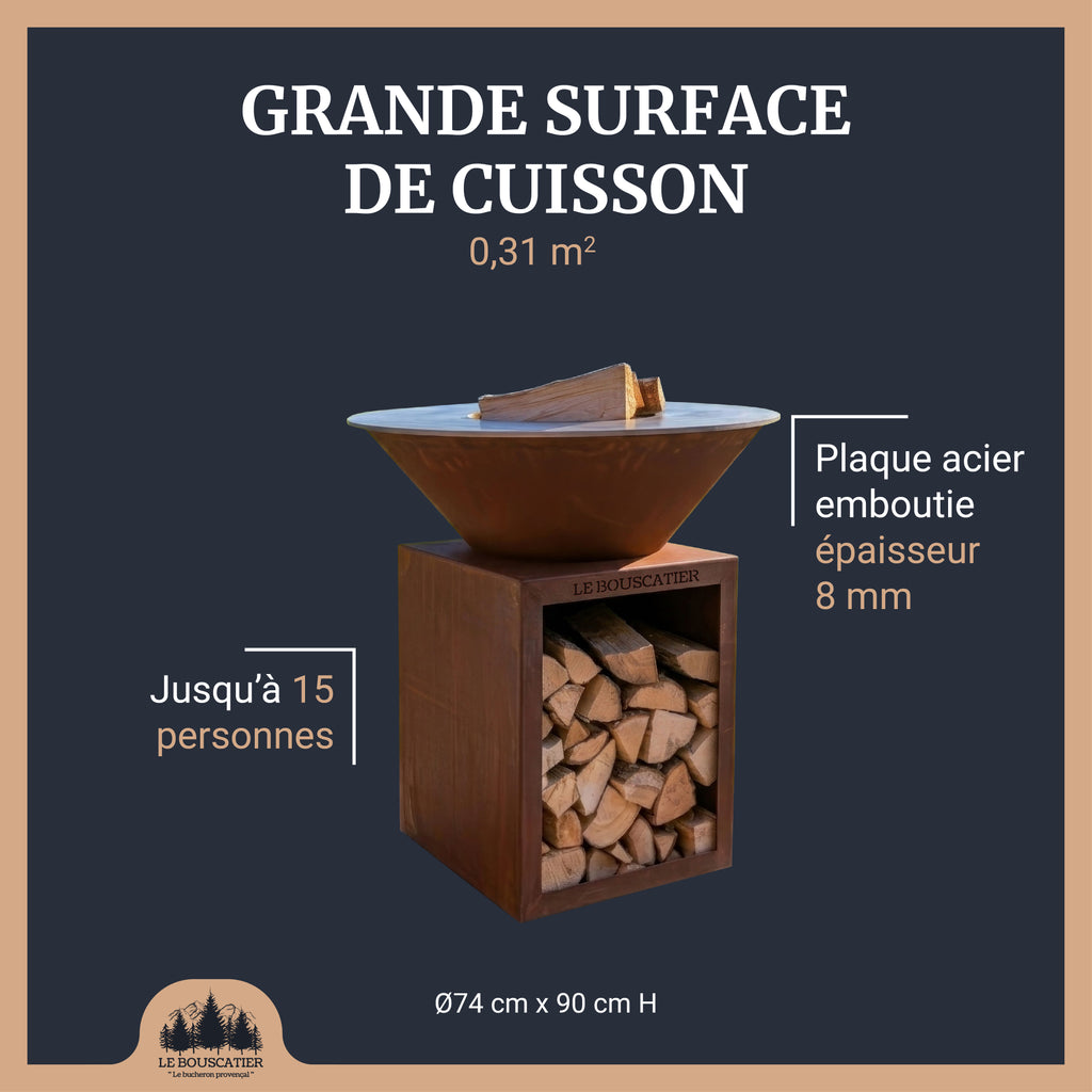 Lou Bouscarian Rond diam 74cm - Brasero en Corten Le Bouscatier