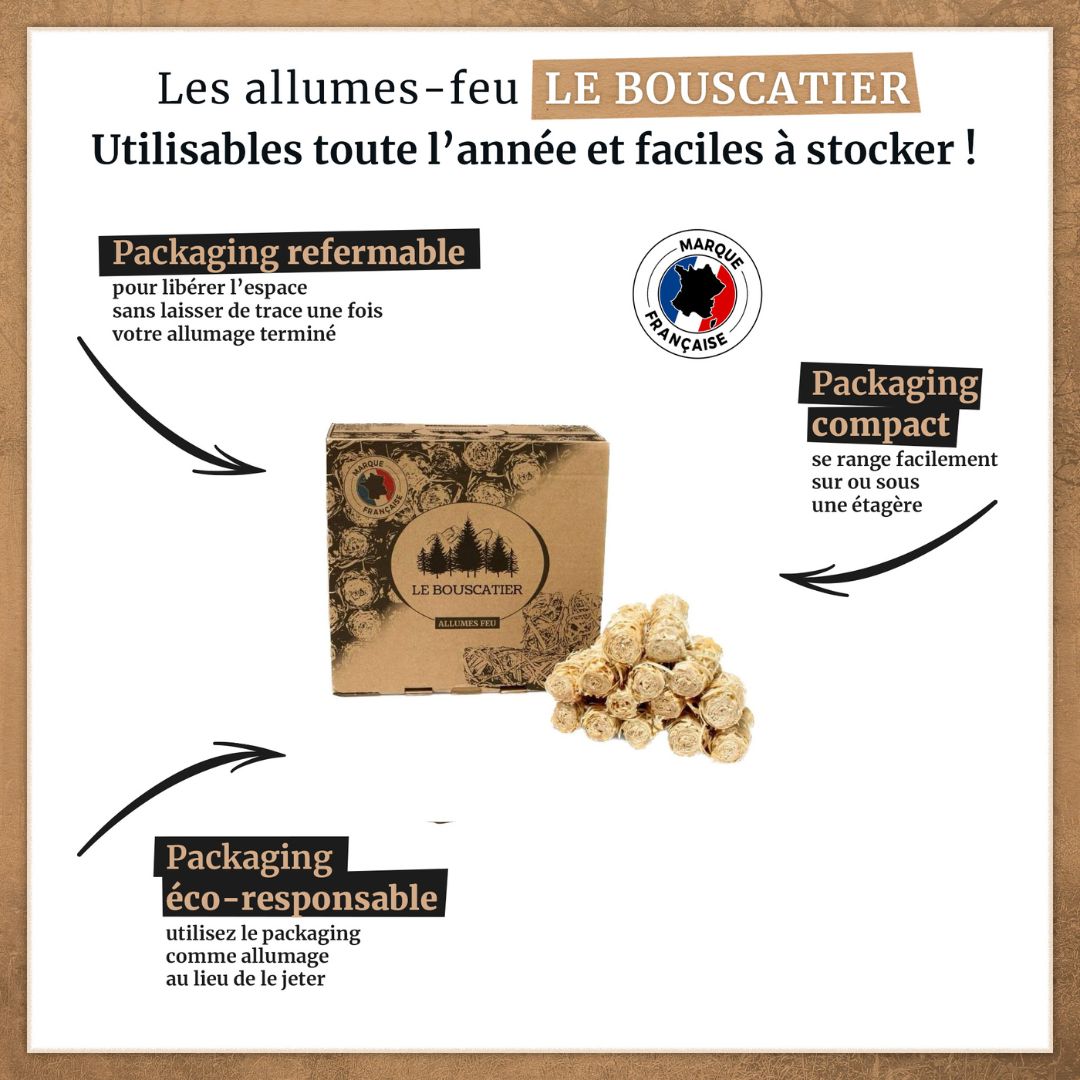 Allume-feu en laine de bois 100 % naturel — Le Bouscatier