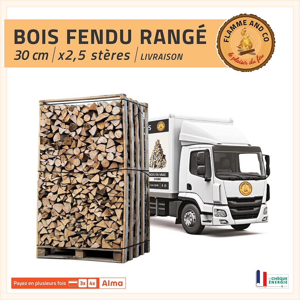 BOX de bois fendu 2 m³ — bûches de 30 cm