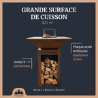 Lou provençau carré - Brasero plancha en acier corten - Le Bouscatier