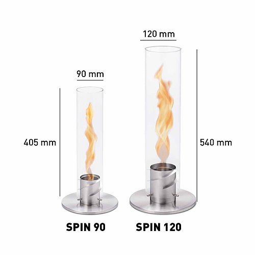 Spin 90 Argent - Feu de table à l'éthanol