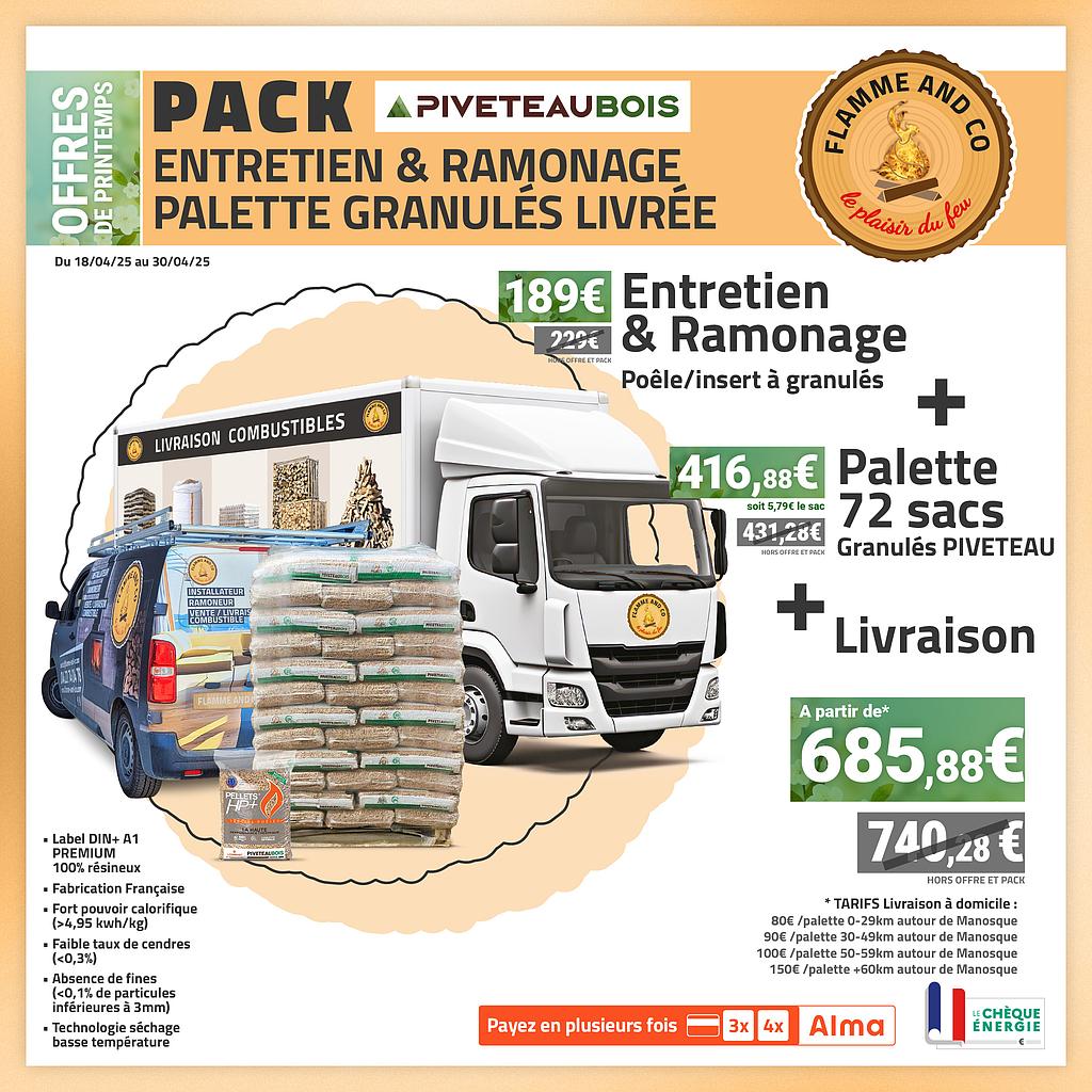 pack entretien + 72 sacs granulés Piveteau livrés