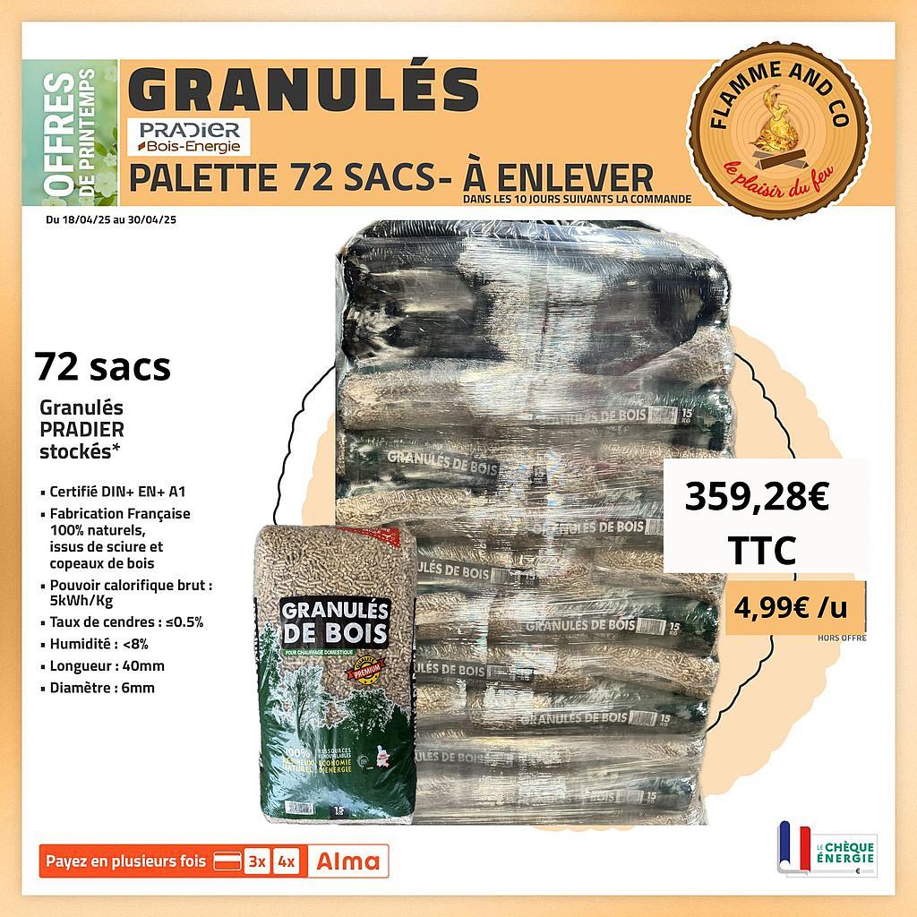 72 sacs granulés DIN+ A1 PRADIER France