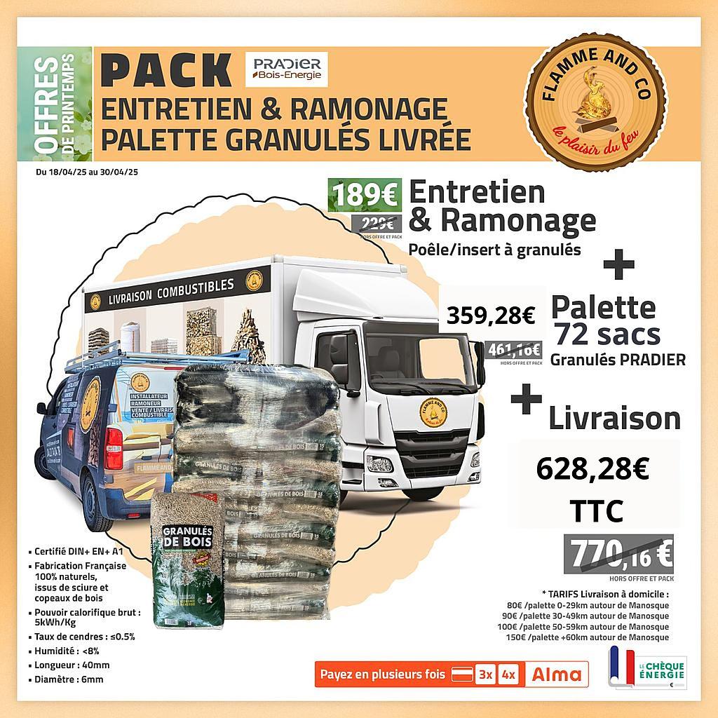 Pack entretien + 72 sacs granulés Pradier livrés